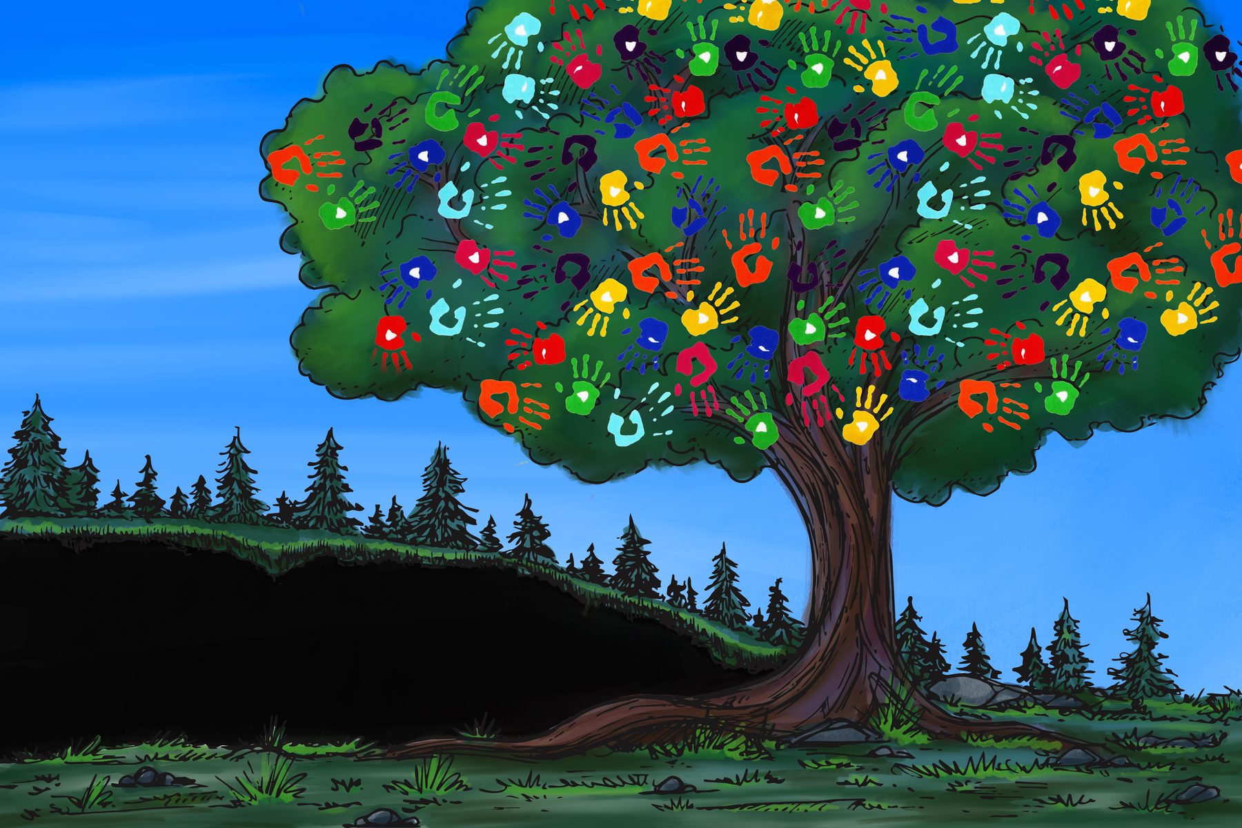 Handprint Canopy Tree — Illustration